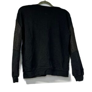 Bianconero woman’s l  black cropped star sparkle statement sleeve top casual